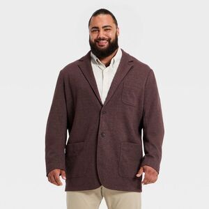 Men's Big & Tall Men's Comfort Wear Knit Blazer -  Black Raspberry